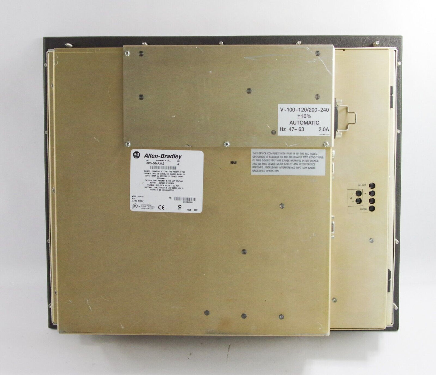 Allen Bradley 6185-DBAAAAZ Stainless HMI Display Panel 6185-D Ser A Rev A