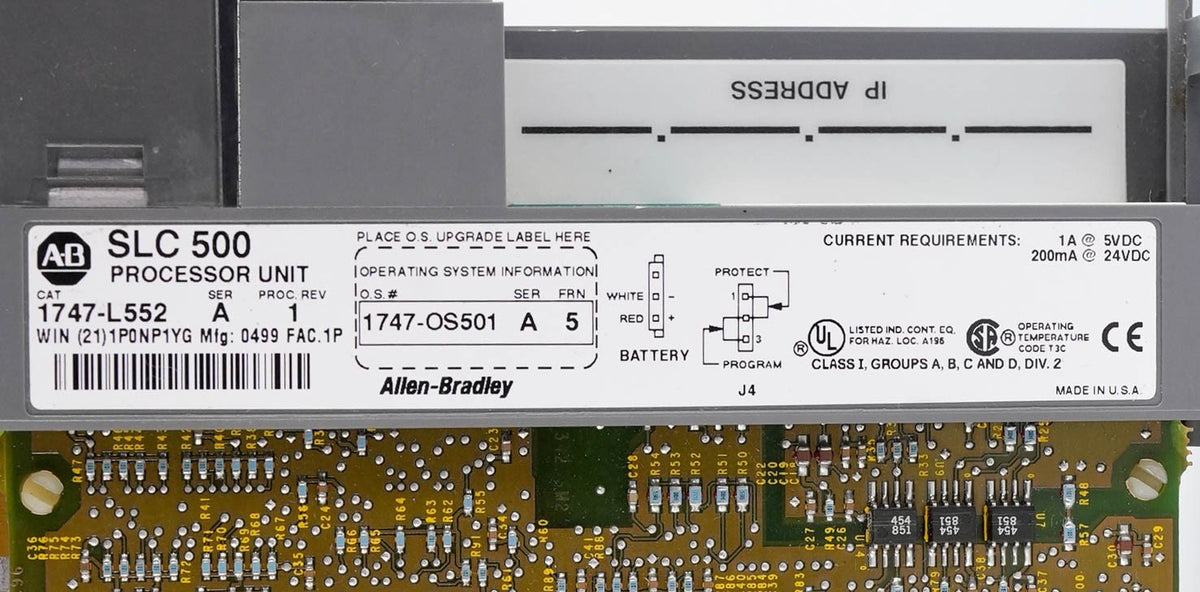 Allen-Bradley 1747-L552 /A SLC 500 5/05 CPU Processor 32K Memory - No Cover
