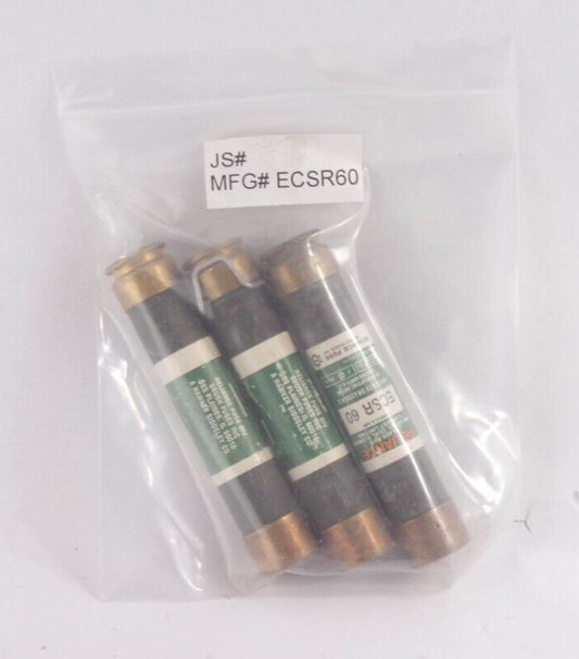 3x Reliance ECSR 60 / ECSR60 Class RK5 Time Delay Dual Element Fuse