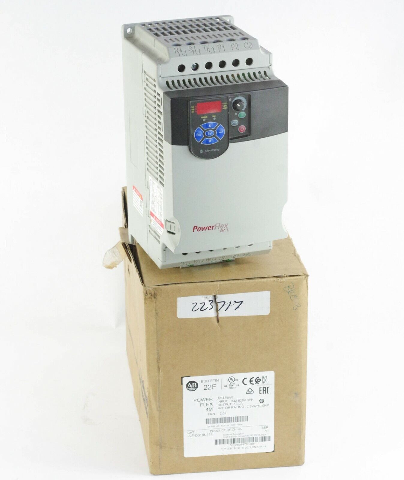 ALLEN BRADLEY 22F-D018N114 AC Drive 7.5kW 10HP 480vac 3PH - With Box