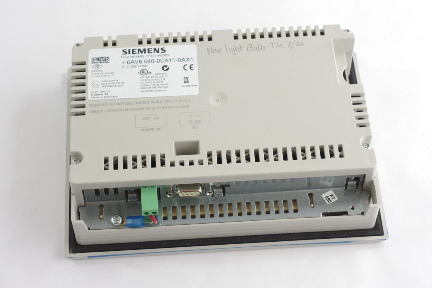 Siemens 6AV6640-0CA11-0AX1 SIMATIC TP177 5.7" Operator Panel Touch