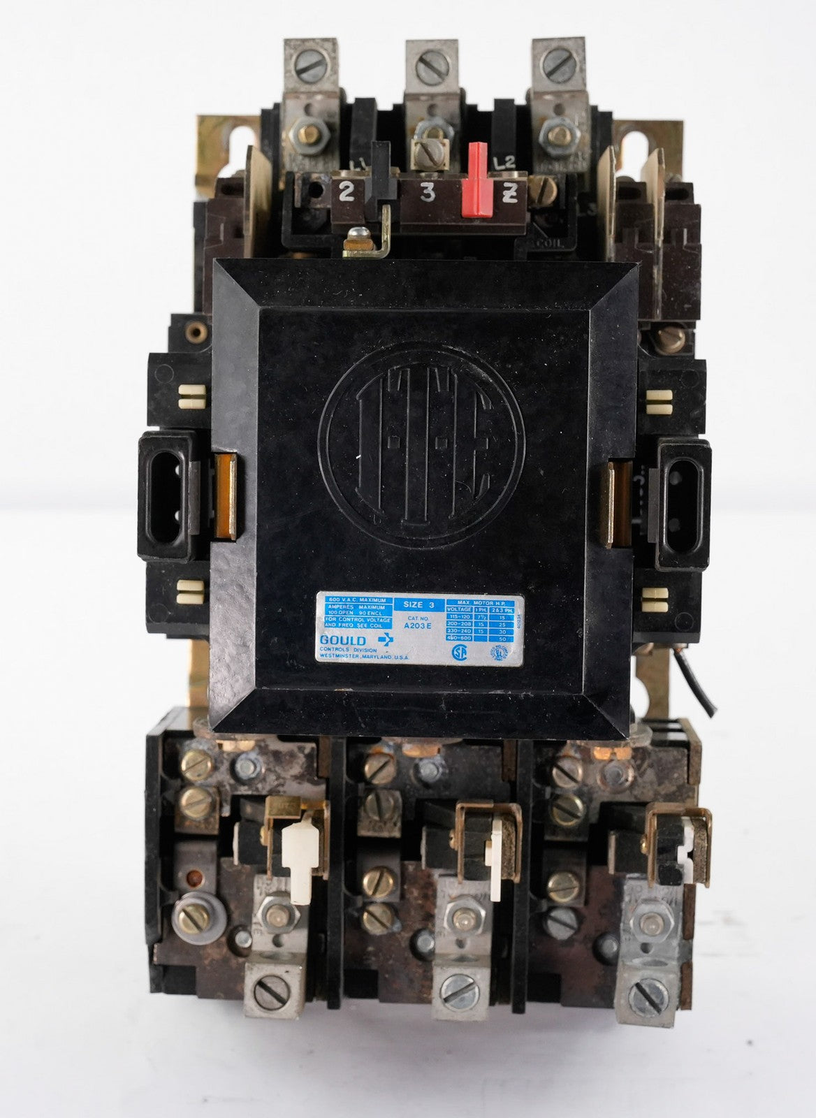 Gould A203 Size 3 Magnetic Motor Starter 3-Pole 600V 90A Series E A203E