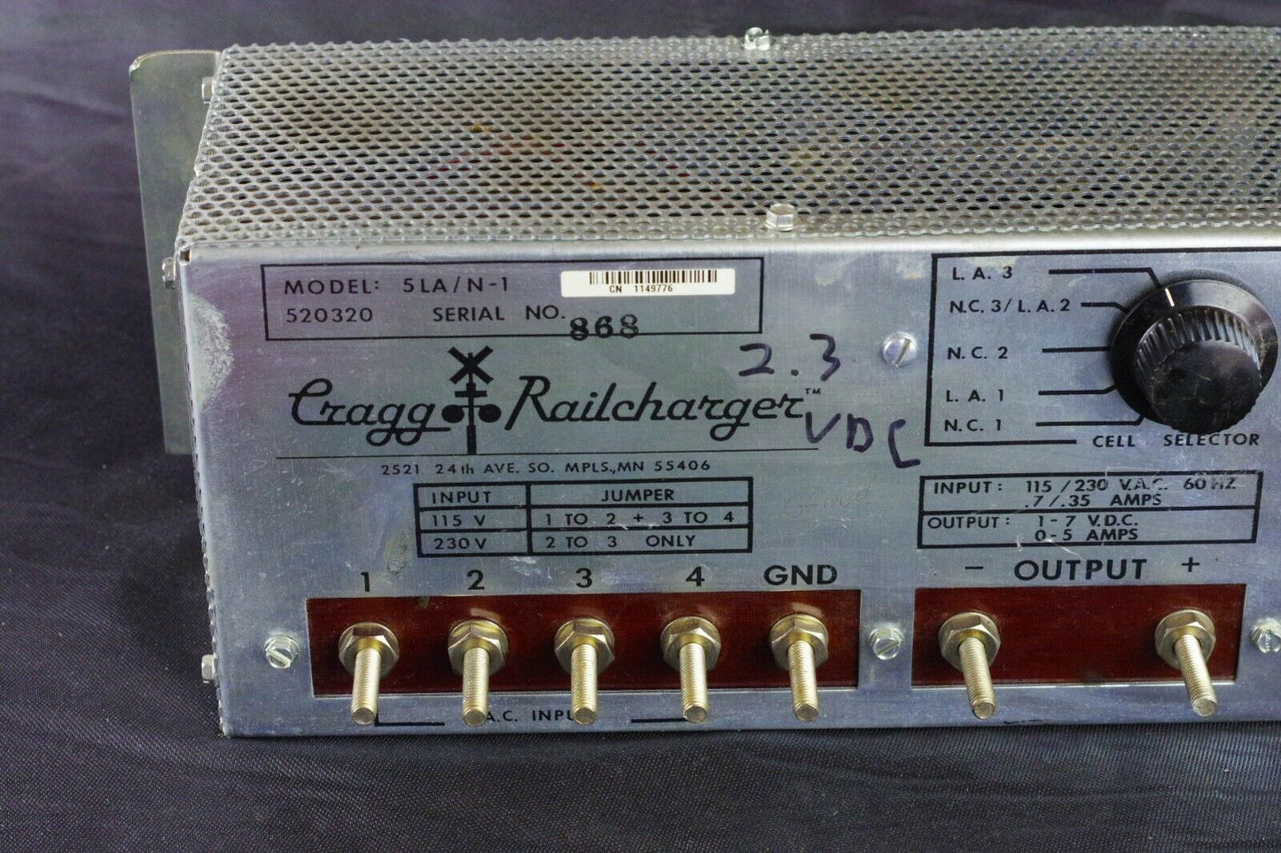 Cragg Railcharger 520320 Model 5LA/N-1