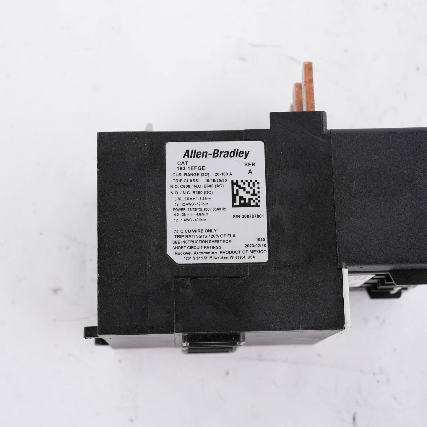 Allen Bradley 193-1EFGE E1 Plus Overload Relay 1-5A 600V 1931EFGE 1931EFGE
