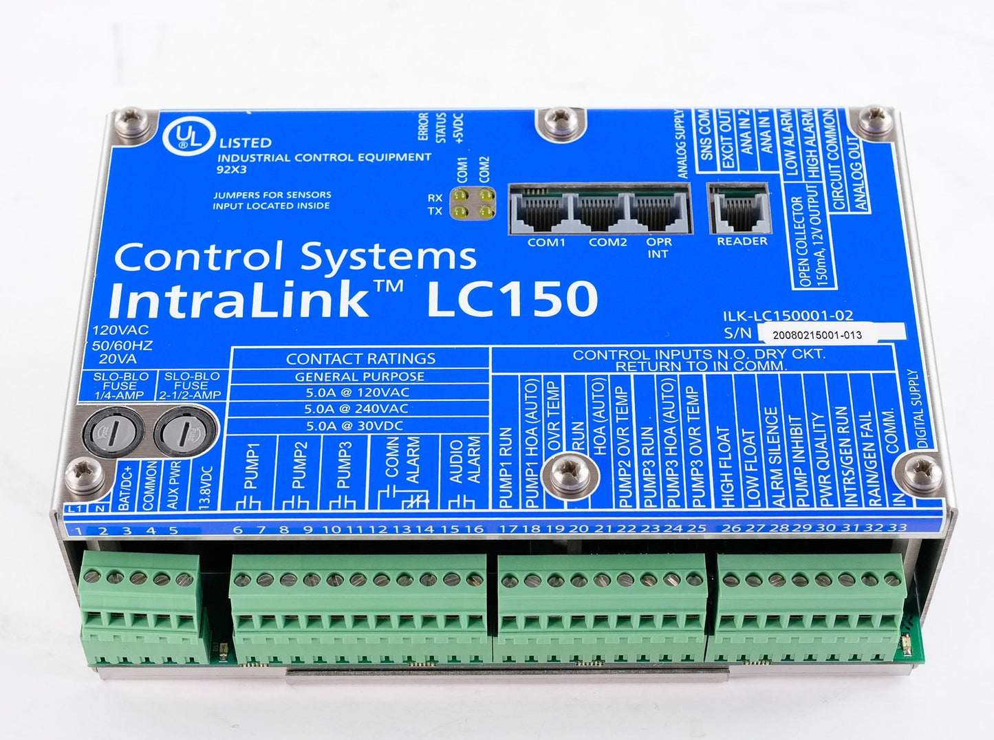 Control Systems IntraLink LC150 LC150001-02 Pump Controller 120VAC 50/60Hz