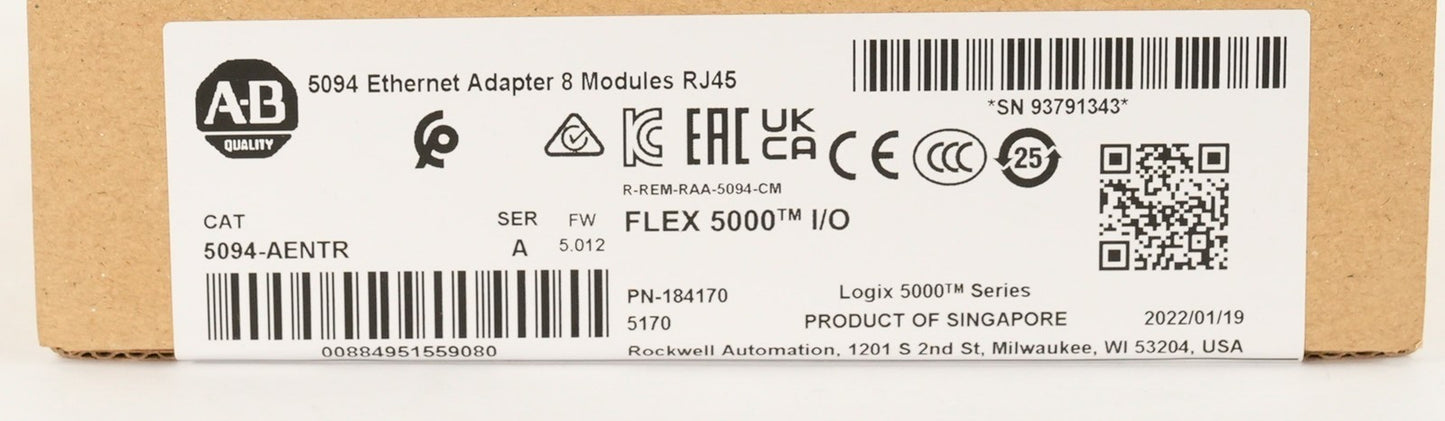 Allen Bradley 5094-AENTR Flex 5000 EtherNet Adapter 8 Modules - Sealed Surplus