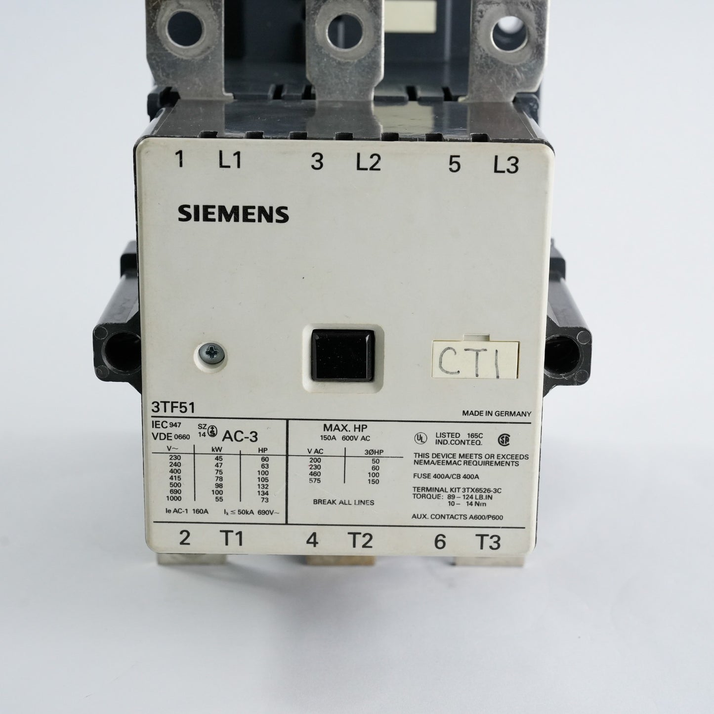 Siemens 3TF51 Power Contactor Motor Starter 3TX6526-3C Siemens 3TF5122-0AG2