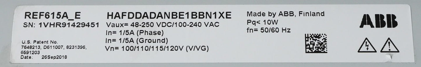 ABB REF615 REF615A_E HAFDDADANBE1BBN1XE Relay Feeder Protection Control