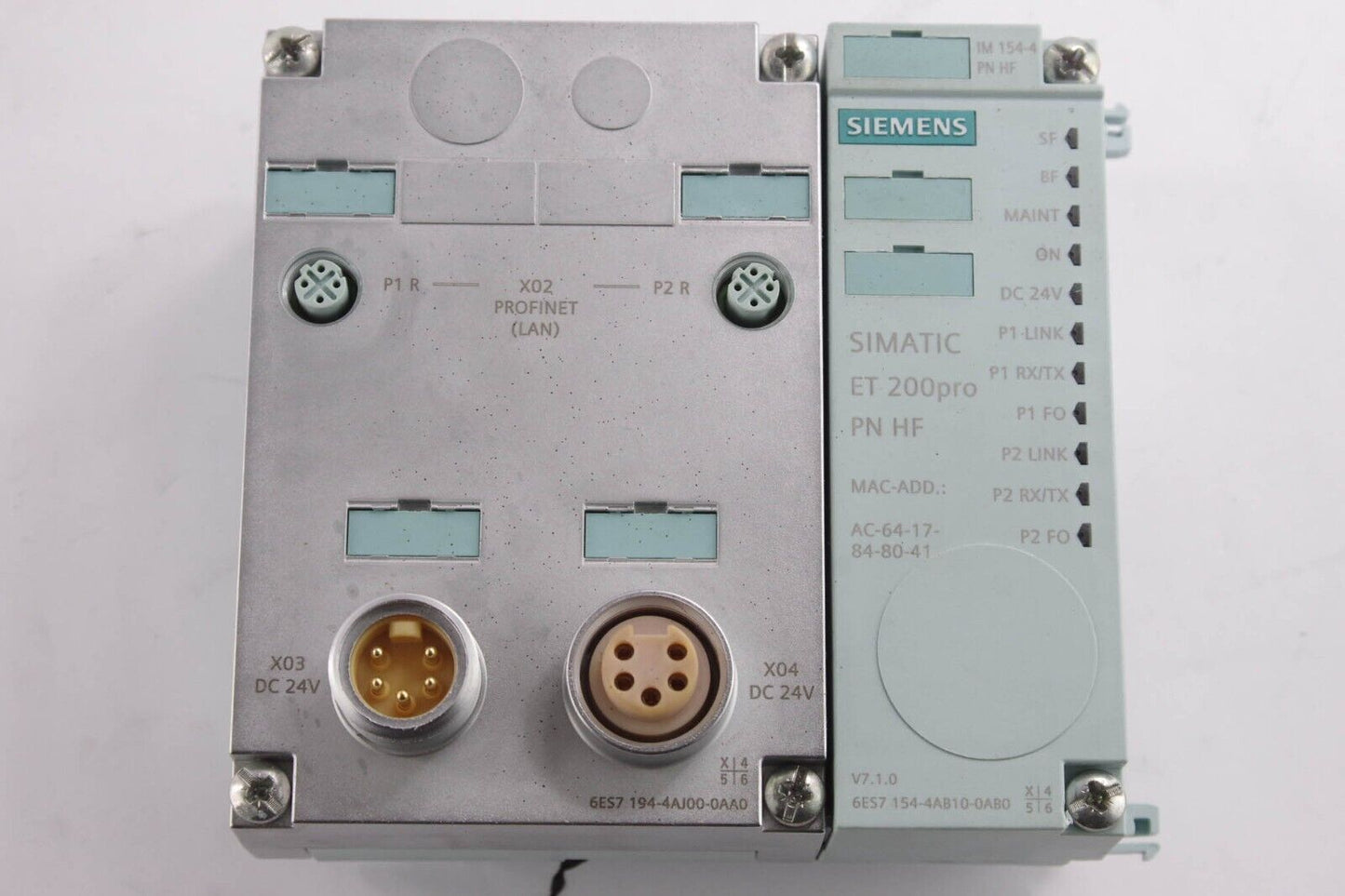 Siemens 6ES7 194-4AJ00-0AA0 and 6ES7 154-4AB10-0AB0 Simatic ET 200PRO Connecting