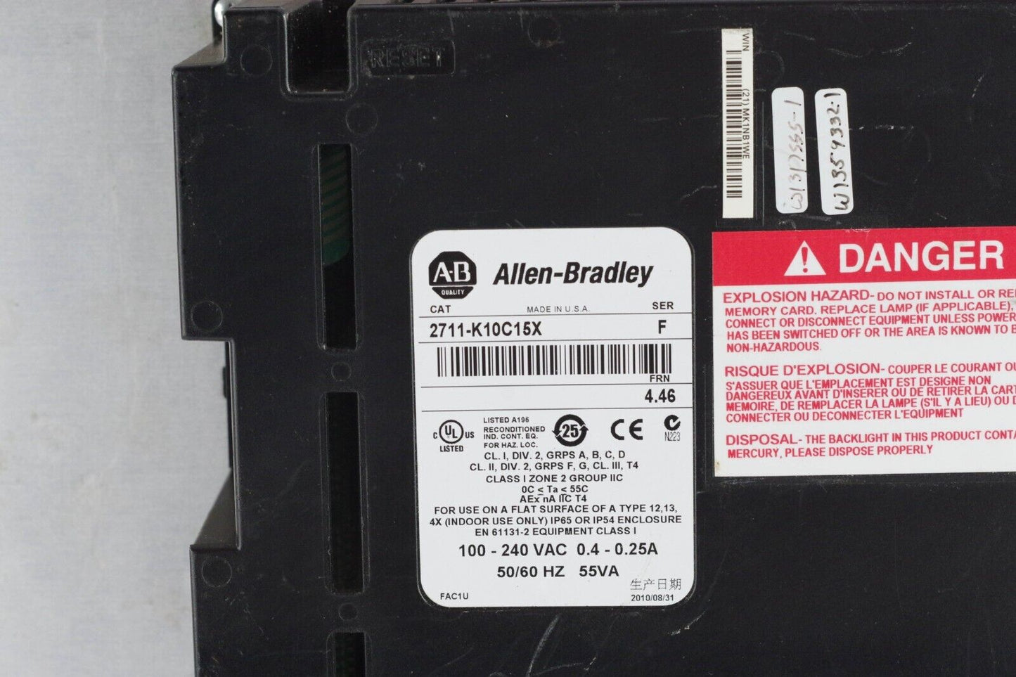 ALLEN BRADLEY PANELVIEW 1000 2711-K10C15 / 2711-K10C15X /F Ser F - Upgraded LCD