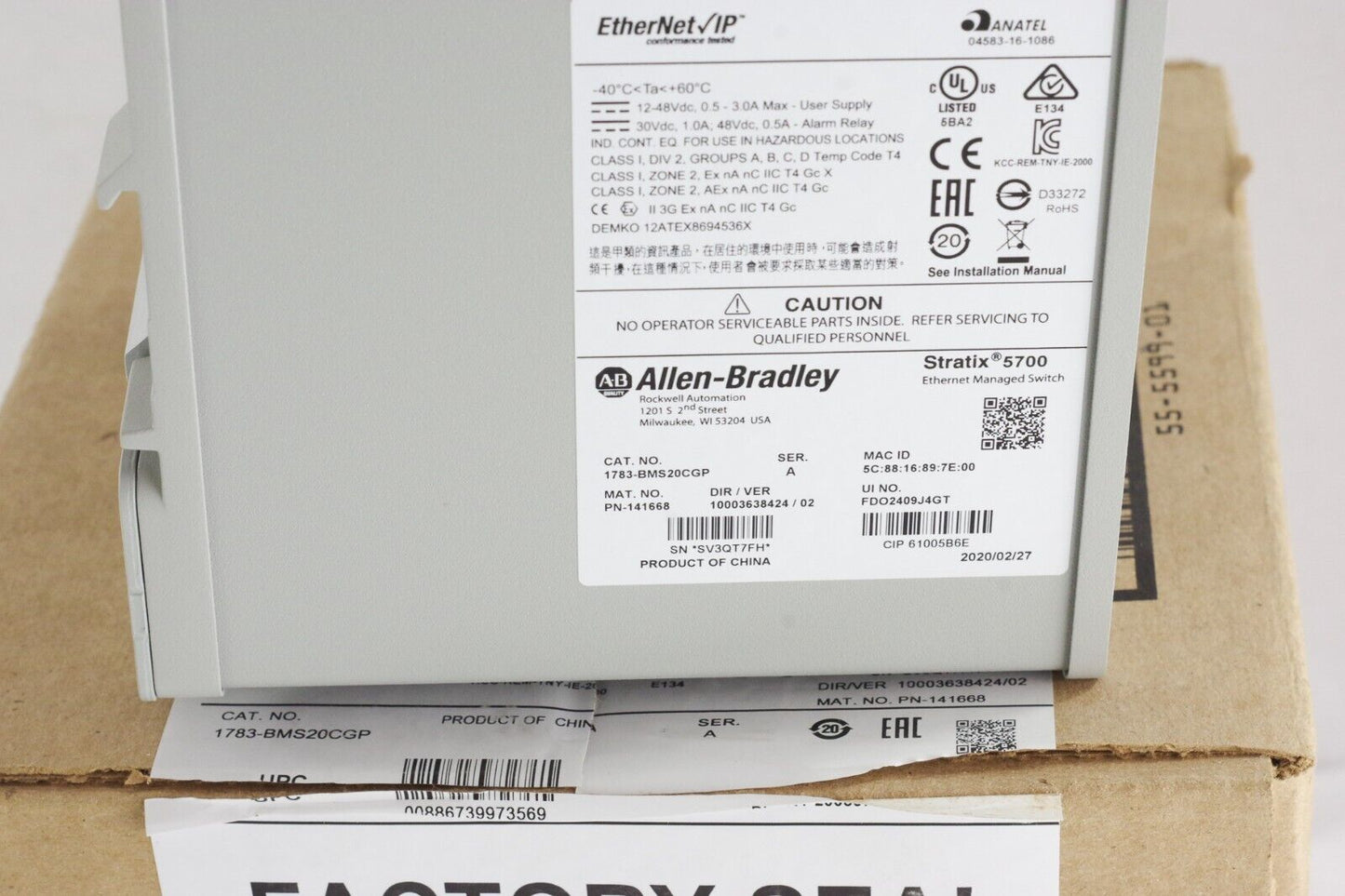 Allen Bradley 1783-BMS20CGP Stratix 5700 20-Port Managed Switch - Open Box