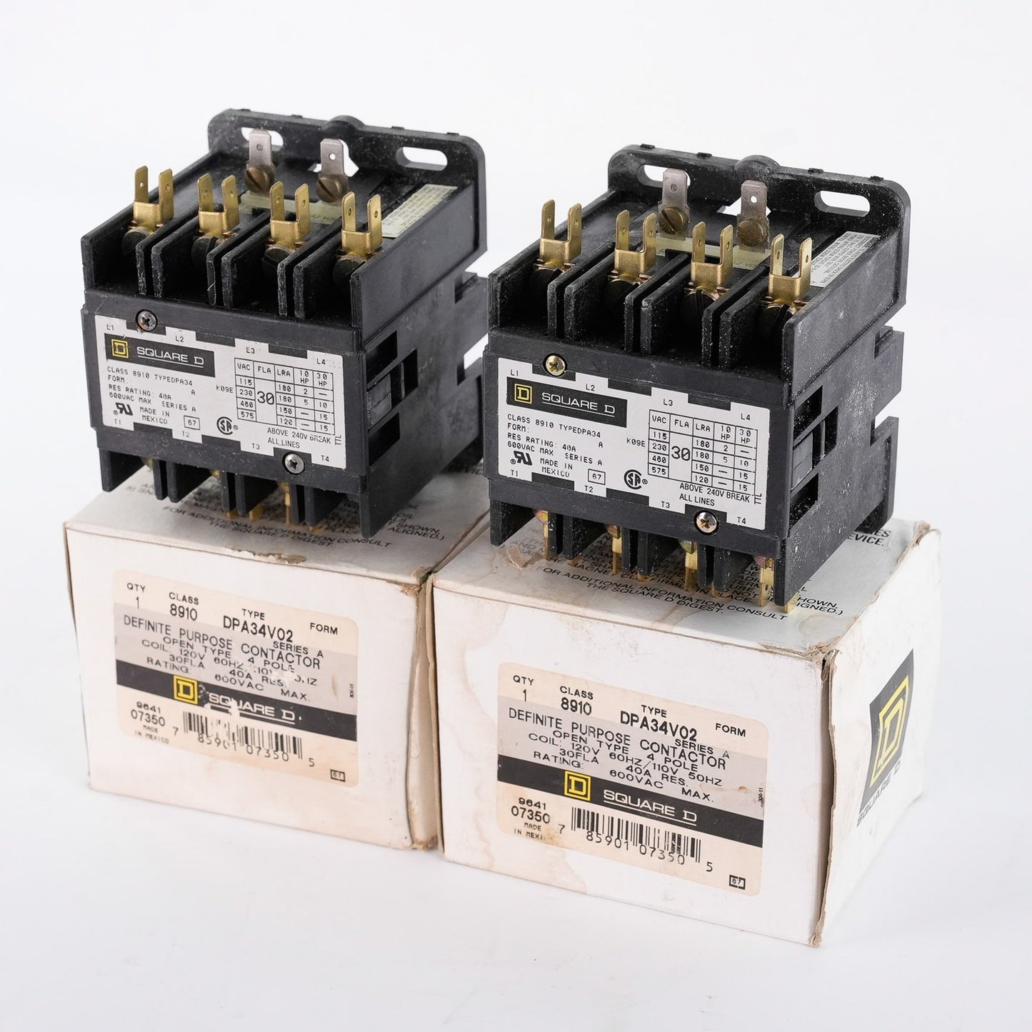Square D 8910 DPA34V02 Definite Purpose Contactor Form A 40A 600VAC - Open Box