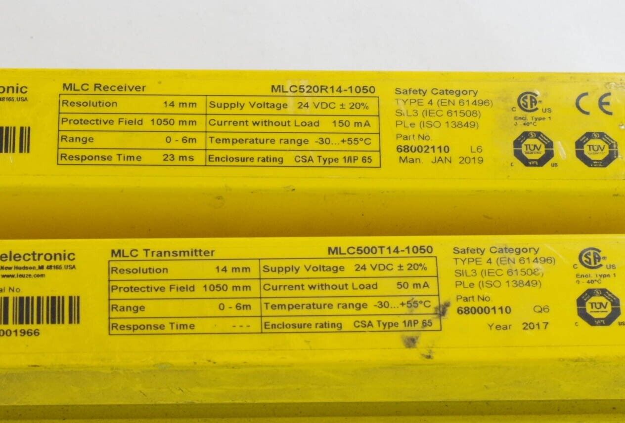 LEUZE MLC500T14-1050 + MLC520R14-1050 MLC Receiver Transmitter - Damaged