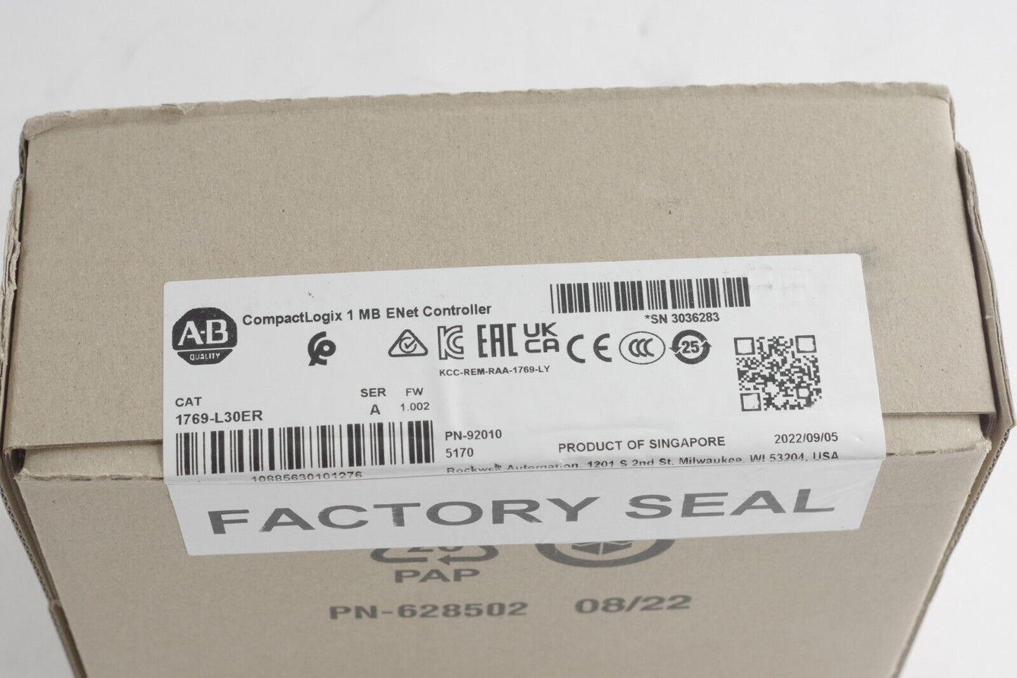 2022 Allen Bradley 1769-L30ER SER A CompactLogix ENet Controller Sealed Surplus