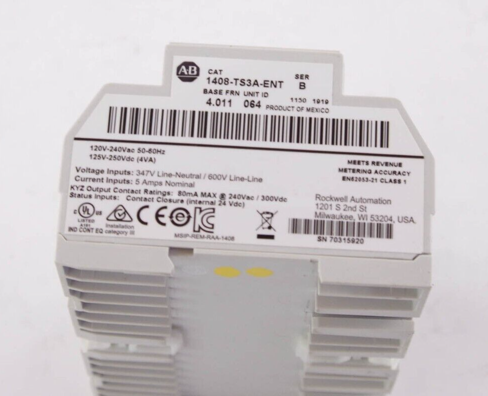 Allen Bradley 1408-TS3A-ENT / 1408TS3AENT Ser B Powermonitor 1000 Power Supply