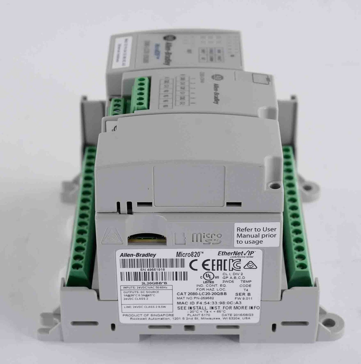 Allen Bradley 2080-LC20-20QBB Micro 820 Programmable Controller 2080LC2020QBB