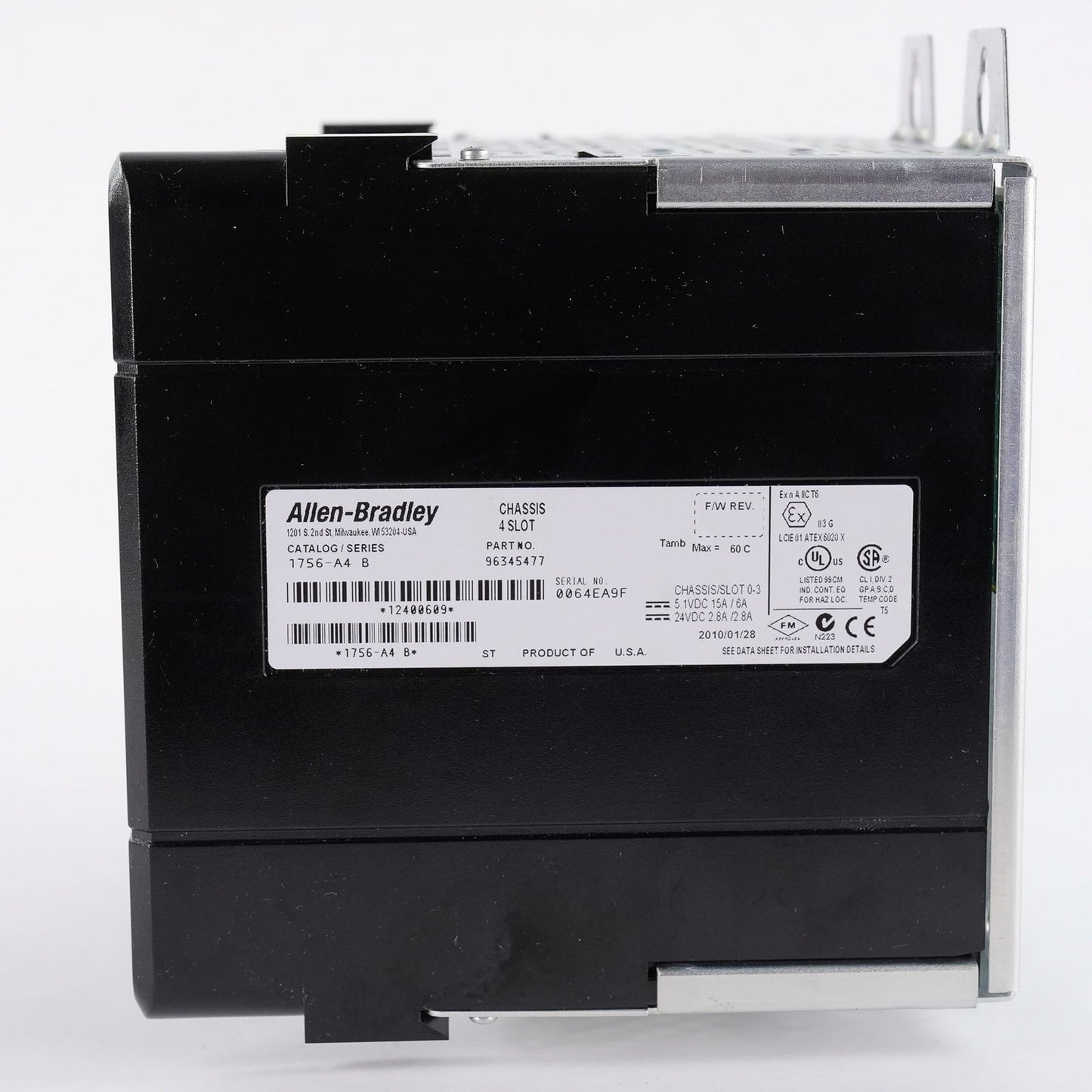 Allen Bradley 1756-A4 ControlLogix 4 Slot Chassis I/O Rack 1756A4 Backplane