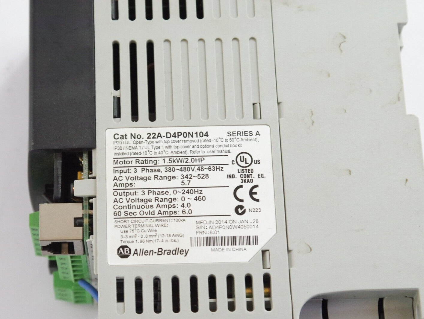 Allen-Bradley 22A-D4P0N104 Series A Powerflex AC Drive