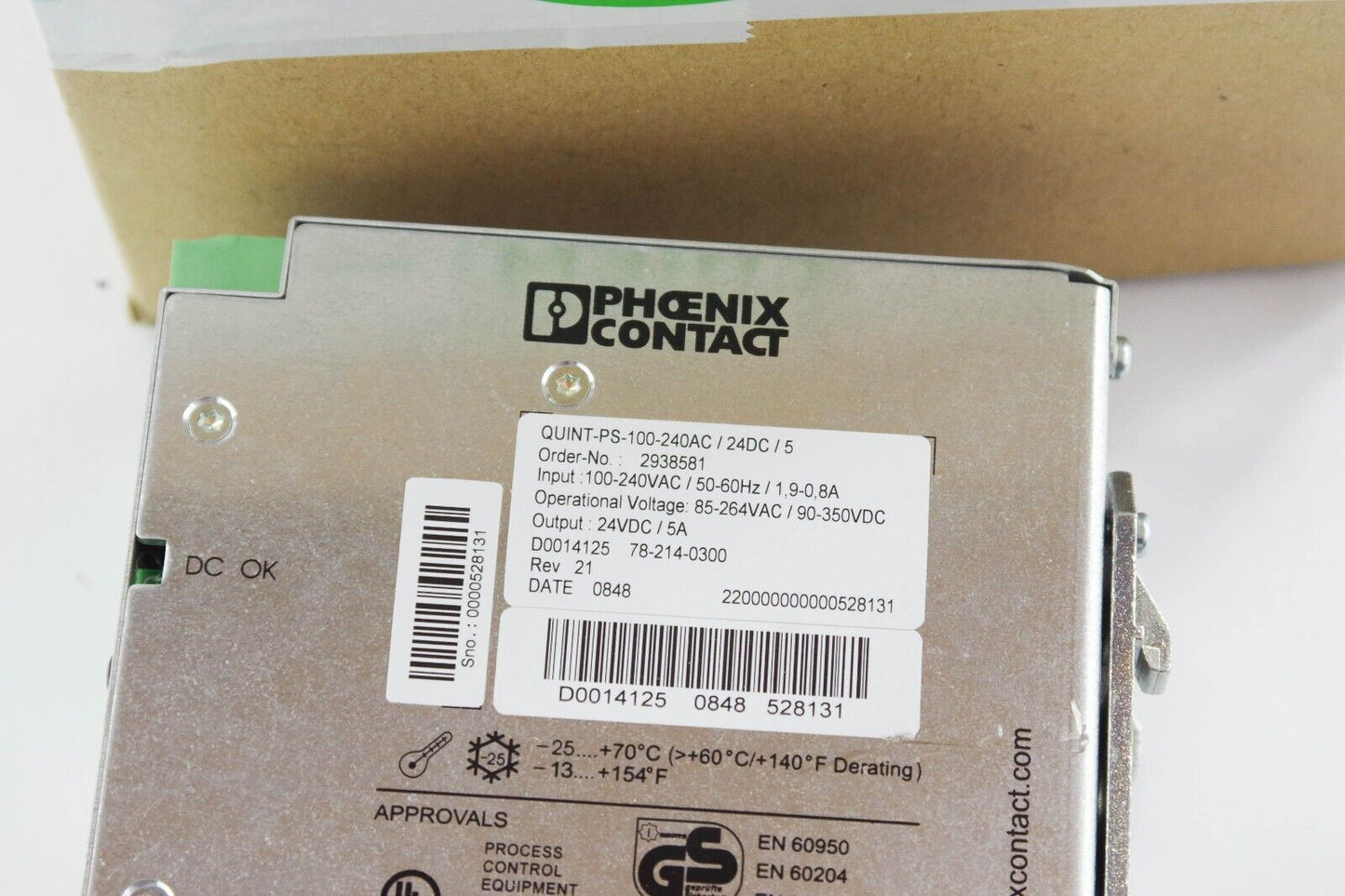 Phoenix Contact QUINT-PS-100-240AC/24DC/5 / QUINTPS100240AC24D5 Power Supply