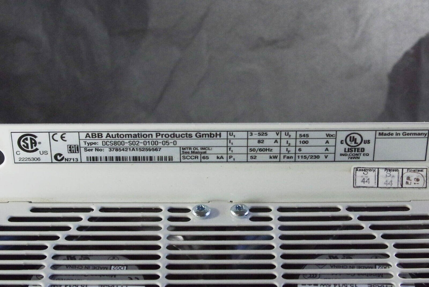 ABB DCS800-S02-0100-05 / DCS800-S02-0100-05-0 DC Drive DCS800 100A