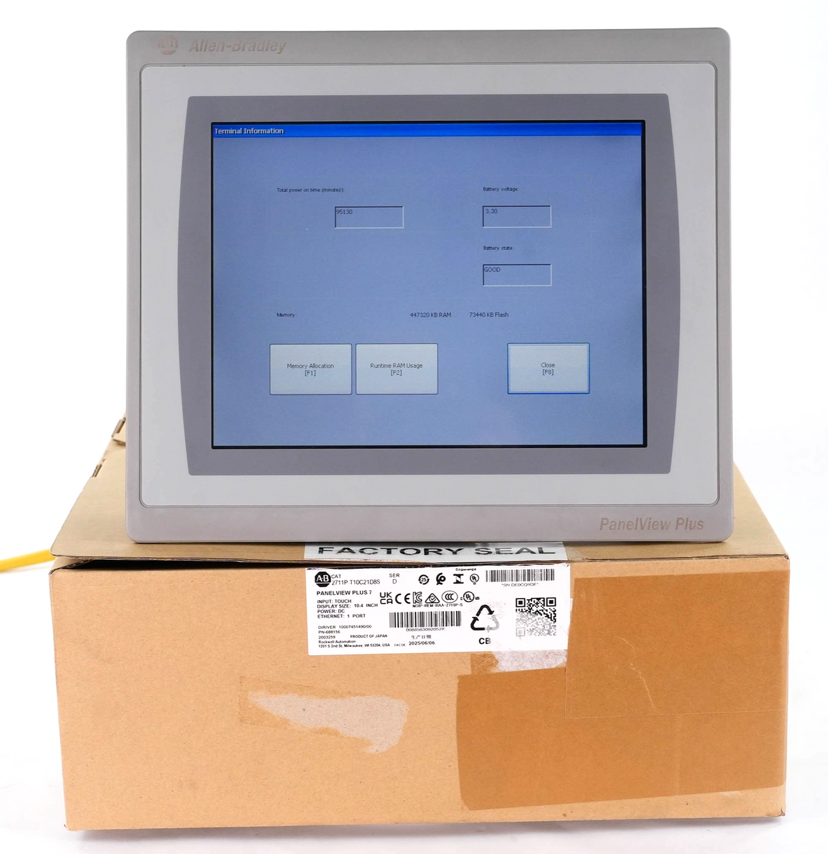 Allen Bradley 2711P-T10C21D8S /D PanelView Plus 7 10in Touch 24V 2711PT10C21D8S