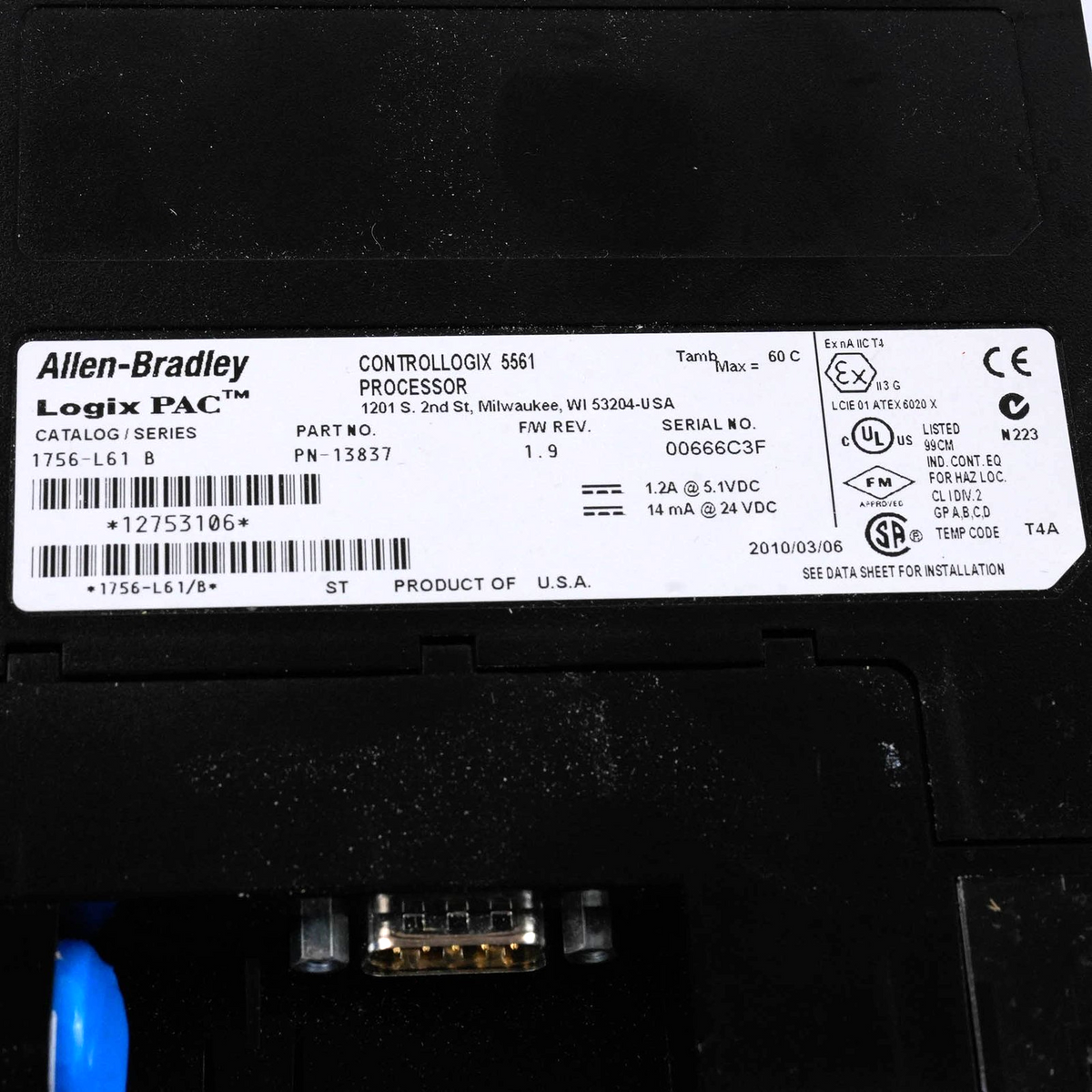Allen Bradley 1756-L61 ControlLogix Logix5561 Processor 2MB Memory 1756L61