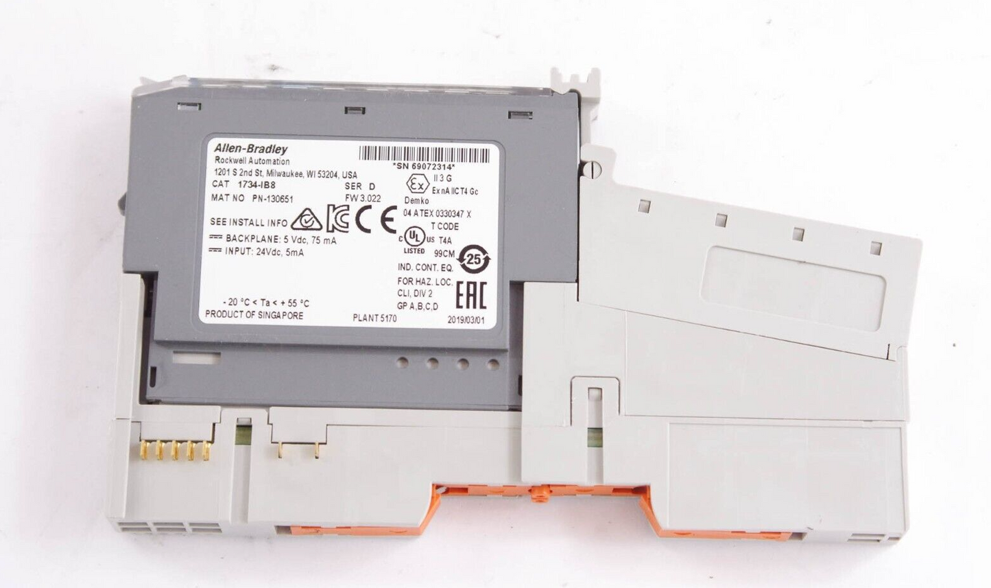 Allen Bradley 1734-IB8 / 1734-IB8 Ser D Point I/O Sink Input Module - With Base