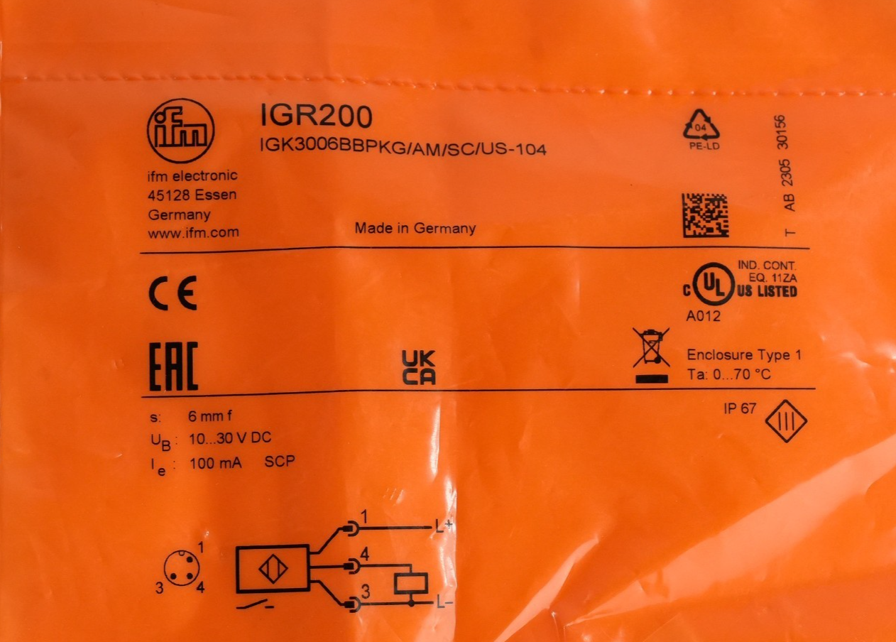 IFM Electronic IGR200 IGK3006BBPKG/AM/SC/US-104 Sensor - Sealed Surplus