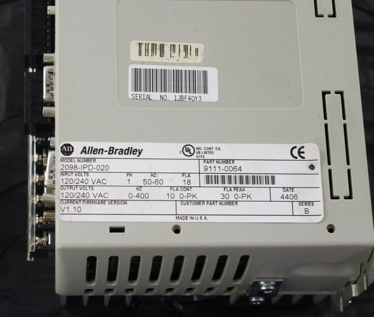 Allen Bradley 2098-IPD-020 Ser B ULTRA 5000 Single Axis Servo Drive Controller