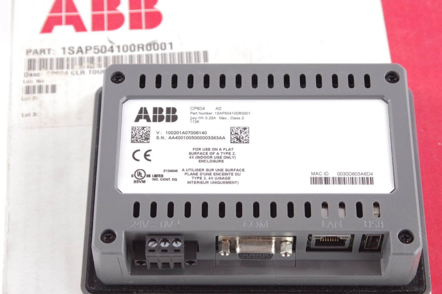 ABB CP604 1SAP504100R0001 Touch Screen Panel