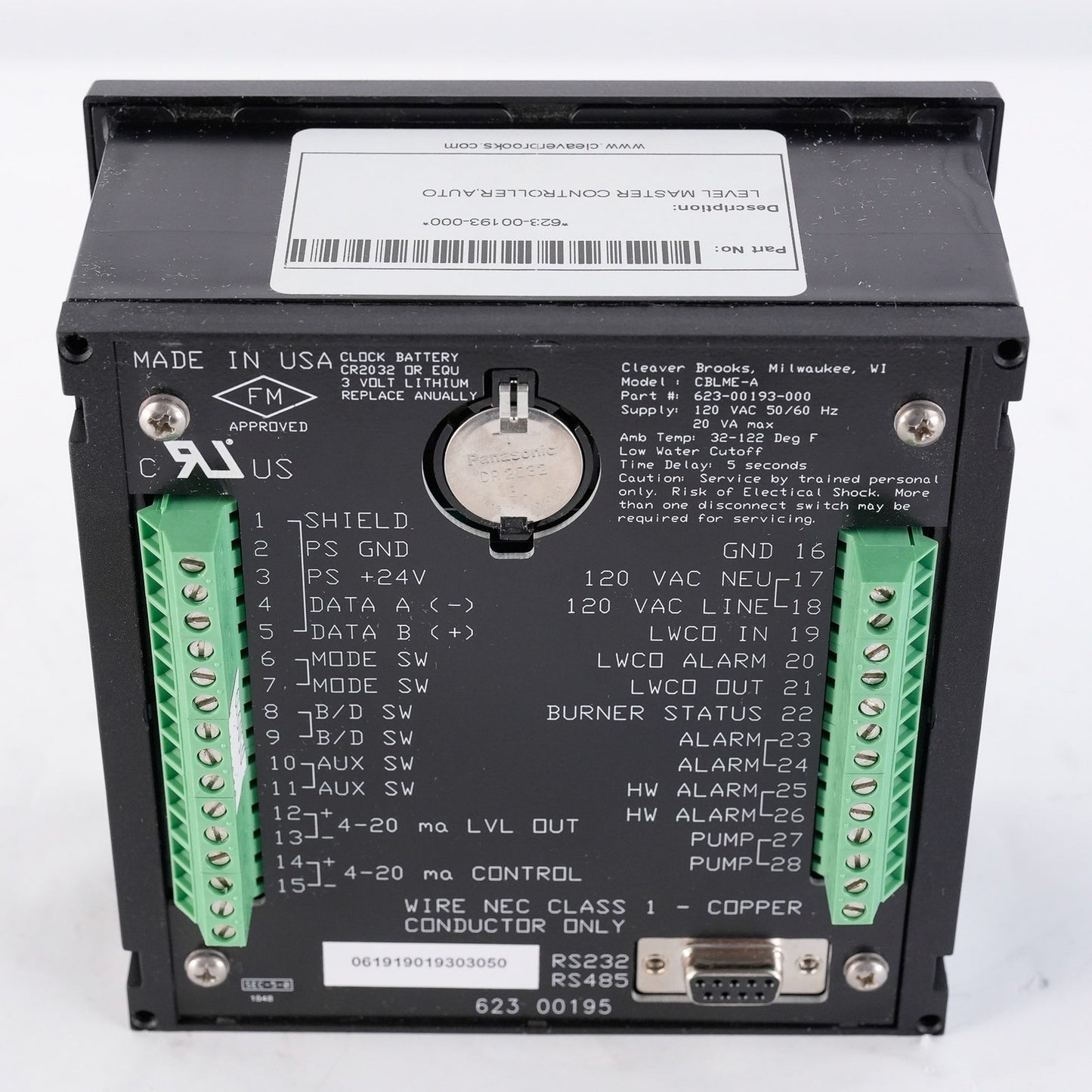 CleaverBrooks 623-00193-000 Water Level Master Controller 62300193000 - Open Box