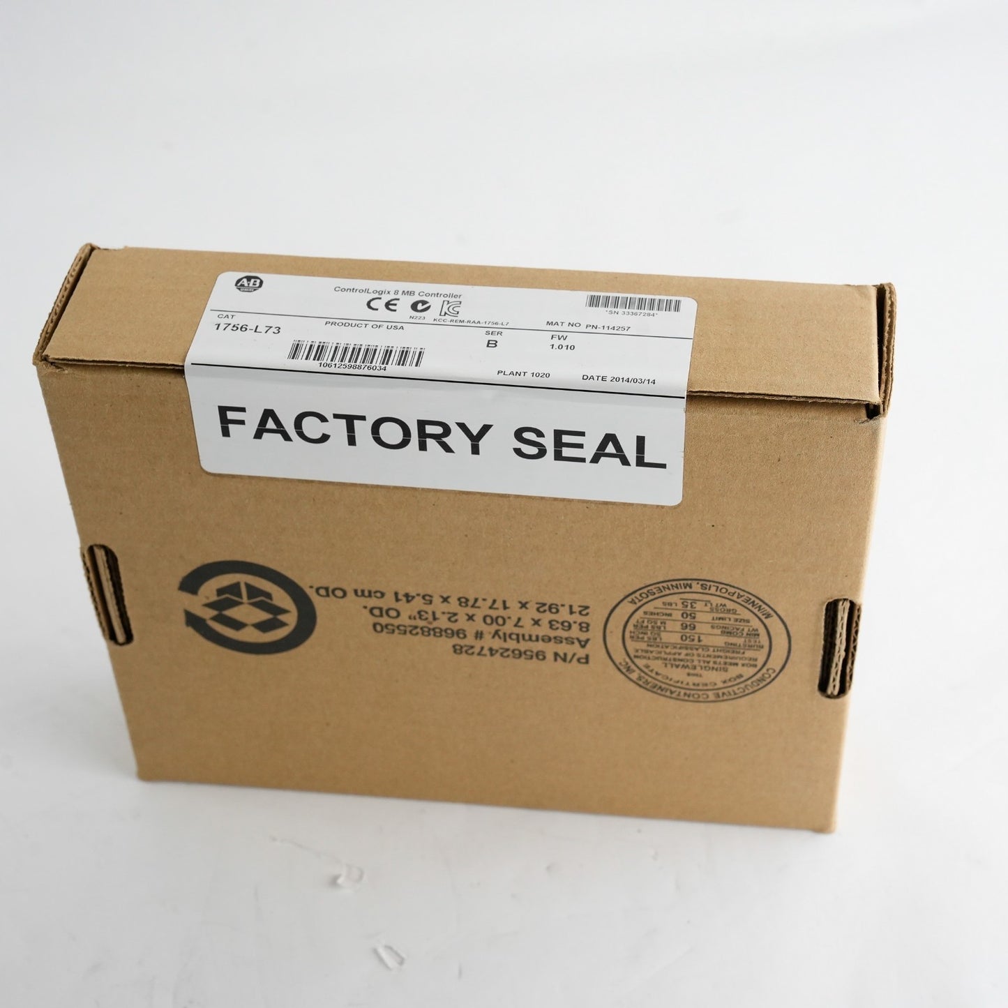 Allen Bradley 1756-L73 /B FW 1.010 Controllogix 8MB Controller - Sealed Surplus