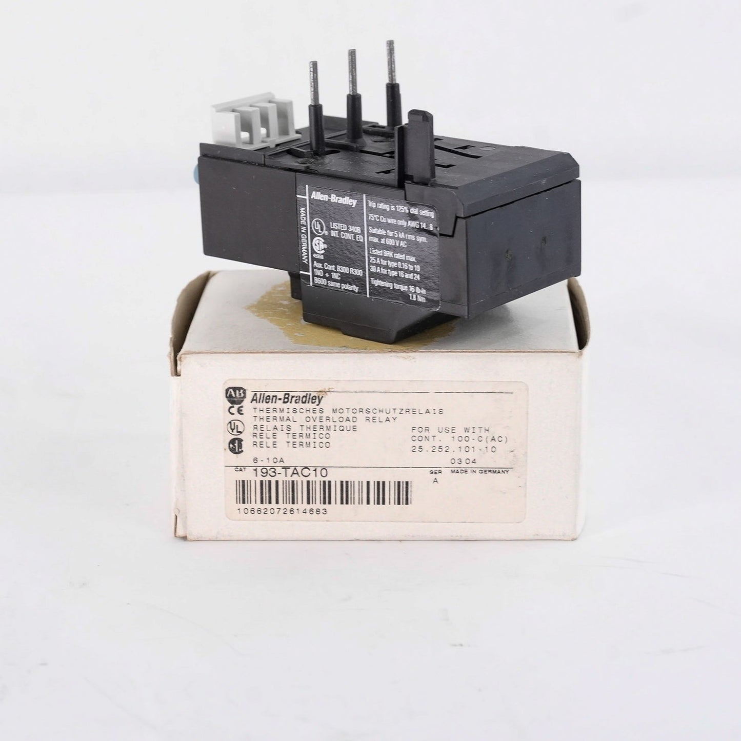 Allen Bradley 193-TAC10 /A Bimetallic Overload Relay 193TAC10 - Open Box
