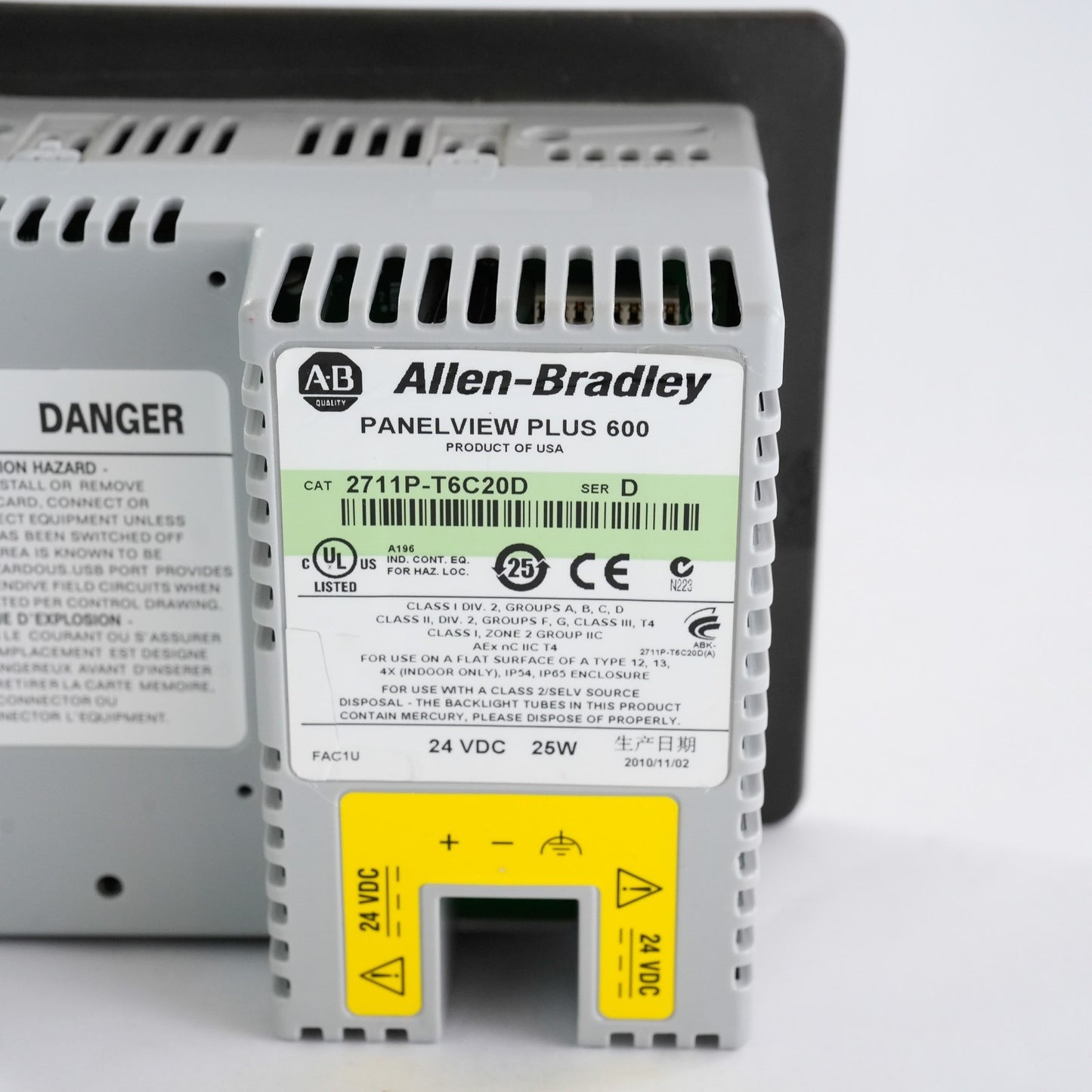 Allen Bradley 2711P-T6C20D Ser D PanelView Plus 600 HMI Operator Terminal 2010