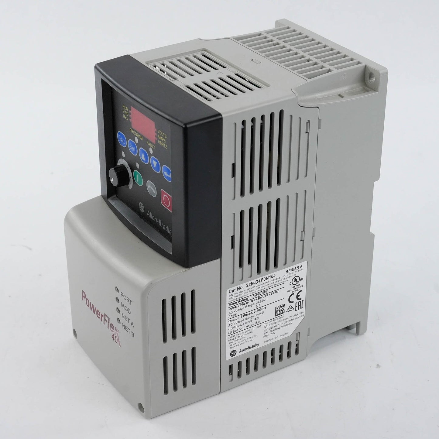 Allen Bradley 22B-D4P0N104 Ser A PowerFlex 40 AC Drive 480V 3PH 2HP 1.5kW