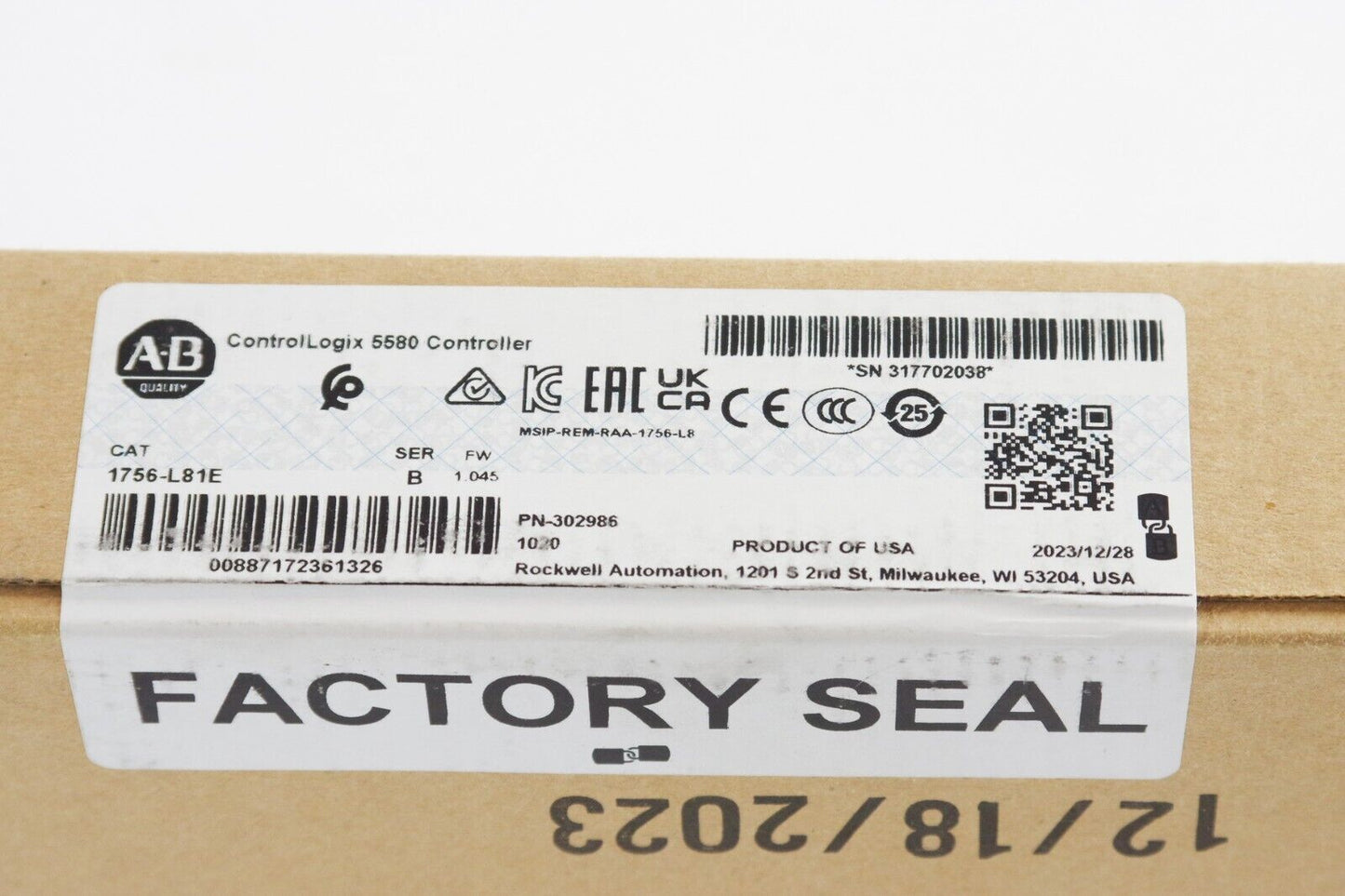 2023 Allen-Bradley 1756-L81E /B ControlLogix Processor - Sealed Surplus