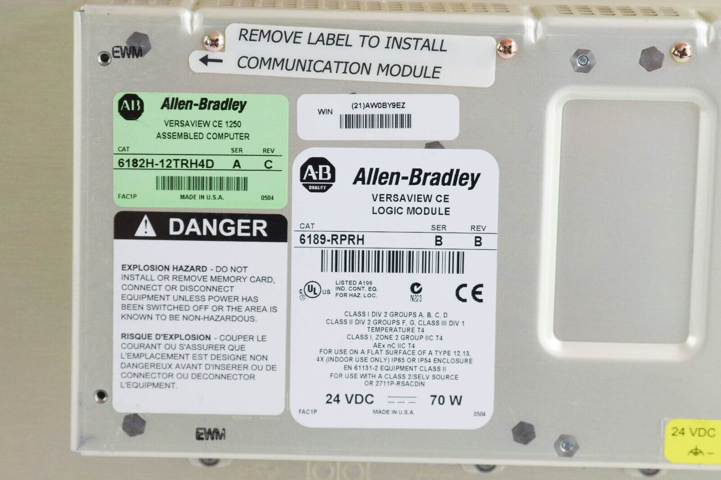 Allen-Bradley 6182H-12TRH4D Versaview CE 1250 Display Panel / 6189-RPRH B Refurb