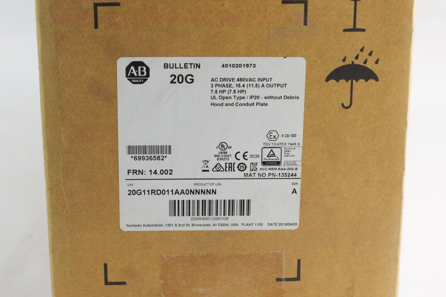 Allen-Bradley 20G11RD011AA0NNNNN PowerFlex 755 AC Drive 7.5hp - Sealed Surplus