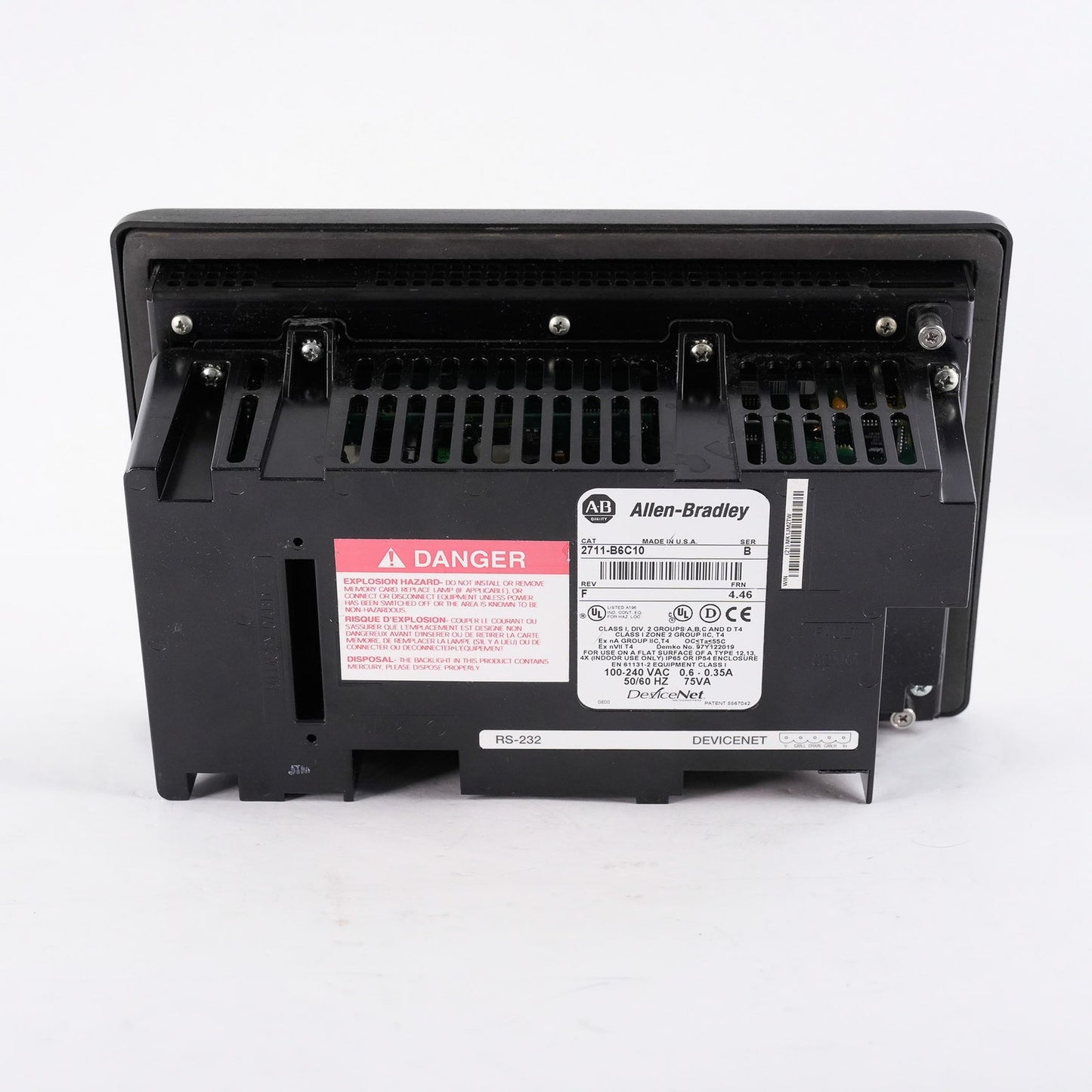Allen Bradley 2711-B6C10 /B Rev F FRN 4.46 PanelView 600 Display Terminal