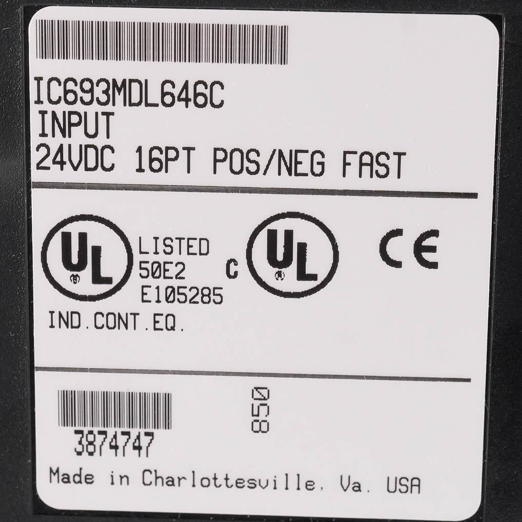 GE FANUC IC693MDL646C Series 90-30 24 VDC 16PT POS/NEG Logic Input Module Fast