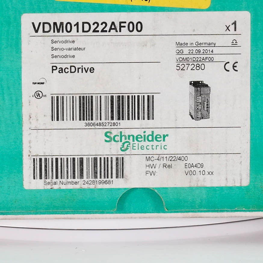 Schneider Electric MC-4/11/22/400 VDM01D22AF00 PacDrive E0A4D9 FW V00.10.xx Open