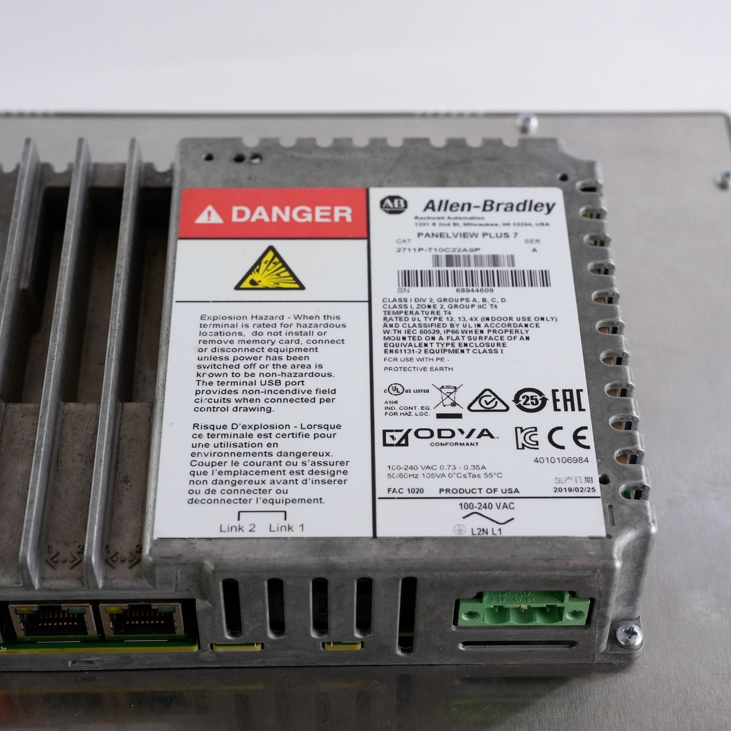 Allen Bradley 2711P-T10C22A9P /A PanelView Plus 7 10" Performance Color Terminal