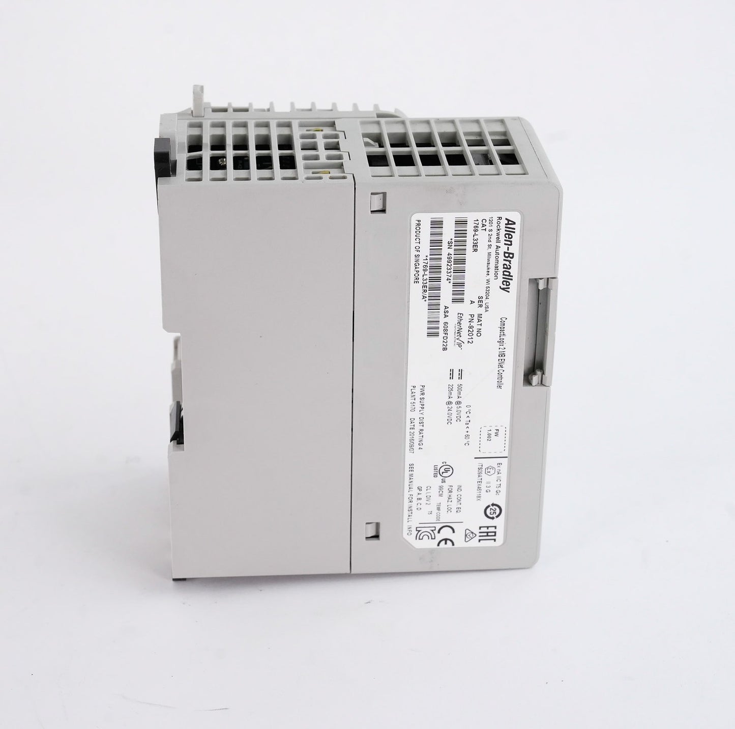 Allen Bradley 1769-L33ER /A CompactLogix 5370 Controller 2MB 1769L33ER + ECR