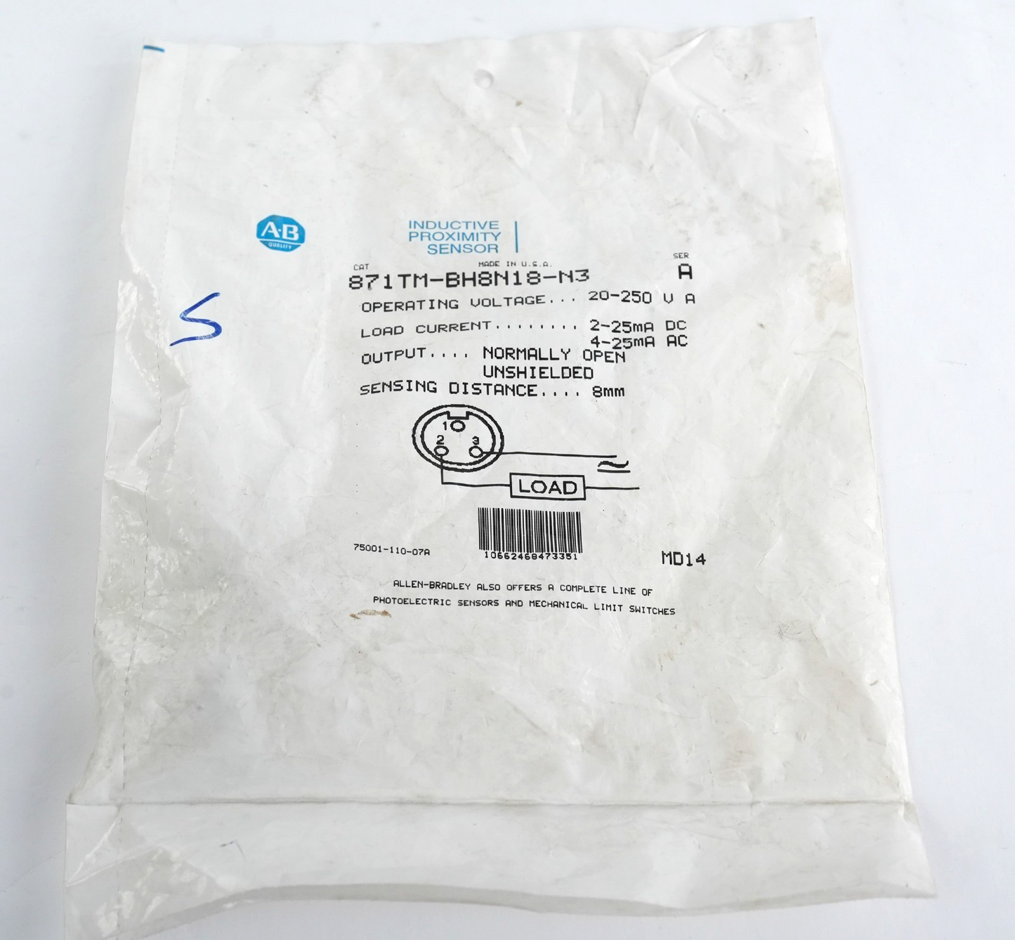 Allen Bradley Proximity Sensor 871TM-BH8N18-N3 Sealed Surplus 871TMBH8N18N3
