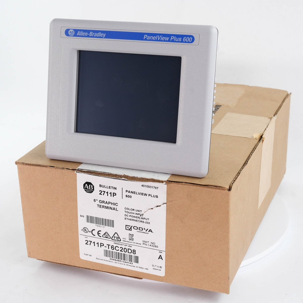 Allen Bradley 2711P-T6C20D8 Ser A PanelView Plus 6 600 Color Touch 24VDC