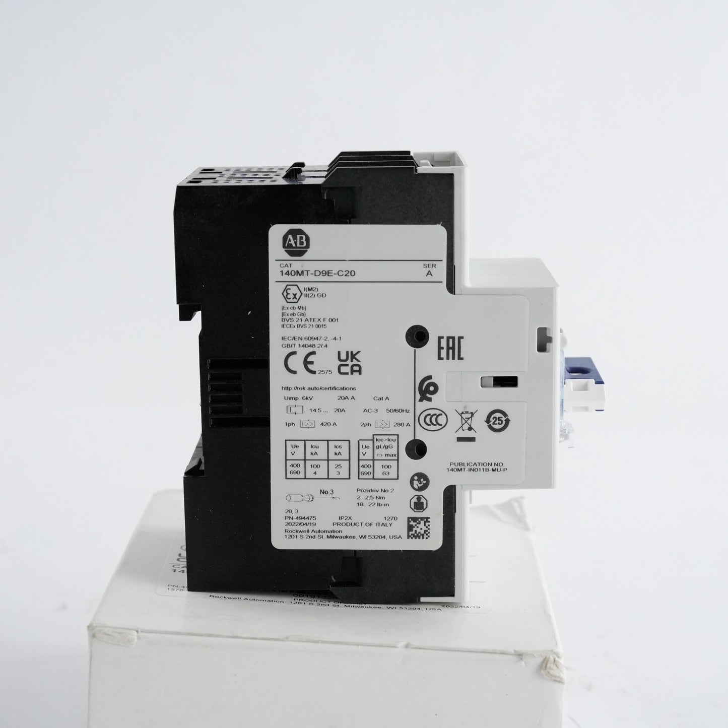 Allen Bradley 140MT-D9E-C20 /A Motor Protector Circuit Breaker - Open Box