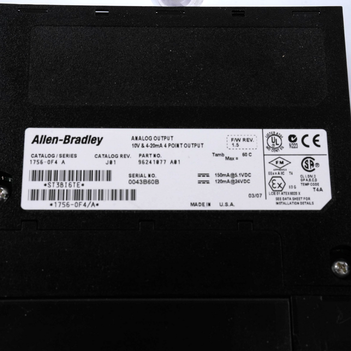 Allen Bradley 1756-OF4 ControlLogix 4 Ch Non-Isolated Analog Output 1756OF4