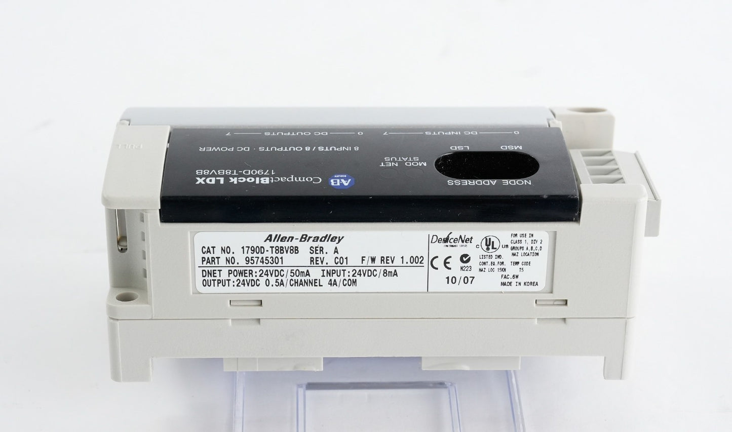 Allen Bradley 1790D-T8BV8B /A Compact Block LDX REV. C01 24VDC 0.5A