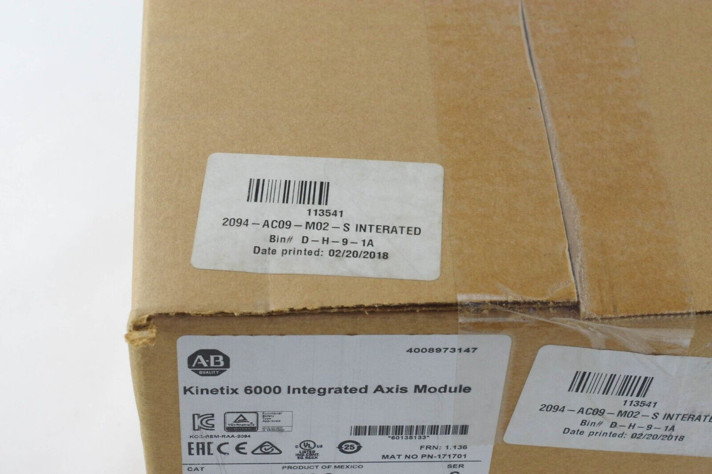 2018 Allen Bradley 2094-AC09-M02-S Ser C Kinetix 6000 Axis Module Sealed Surplus