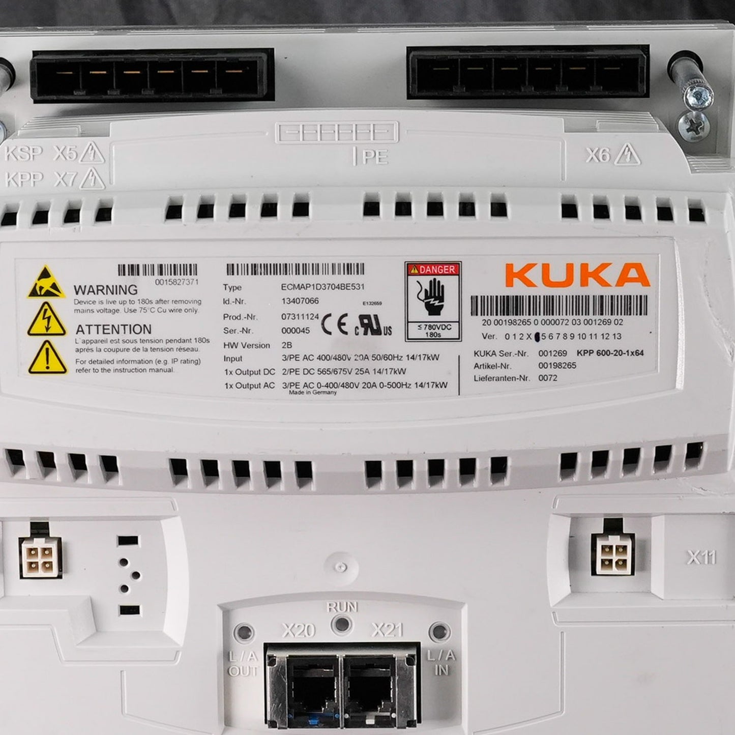 KUKA KPP 600-20-1x64 ECMAP1D3704BE531 Servo Motor Frequency Inverter + Warranty